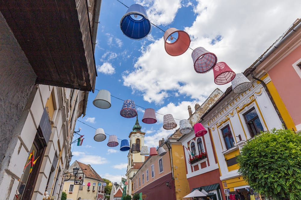 Colourful historic streets of Szentendre known for art and culture